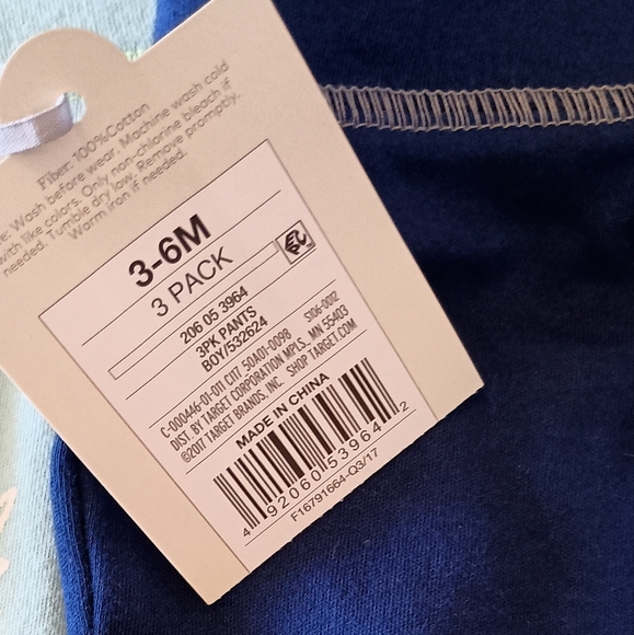 Cloud Island 3 Piece Pant Set - Blue, Grey, Light Blue Baby Boys Size 3-6 Months - Picture 5 of 6